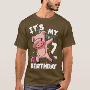 Kids Its My 7th Birthday 7 Year Old Pig Birthday T-Shirt