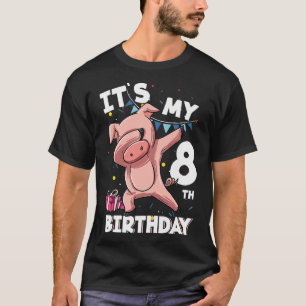 Kids Its My 8th Birthday 8 Year Old Pig Birthday P T-Shirt