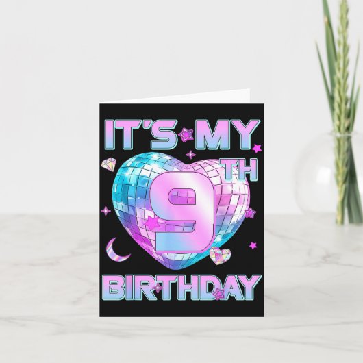Kids It's My 9th Birthday Girl 9 Year Old Kp Bday  Karte (Vorderseite)