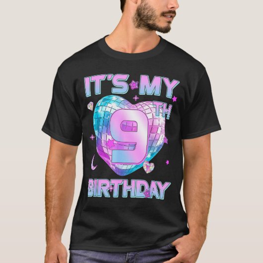 Kids It's My 9th Birthday Girl 9 Year Old Kp Bday  T-Shirt (Vorderseite)