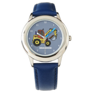 Kids Jungen Bau Digger Bagger Name Armbanduhr