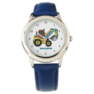 Kids Jungen Bau Lader Bagger Name Armbanduhr