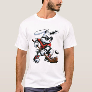 Kids Jungen Fröhlicher Osterhase spielt Hockey Ost T-Shirt