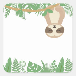 Kids Jungle Animals Party Square Sticker - Sloth