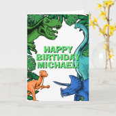 Kids Jurassic Dino Anpassbare Dinosaurier Geburtst Karte (Gelbe Blume)