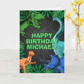 Kids Jurassic Dino Dinosaurier Personalisiert Gebu Karte (Gelbe Blume)