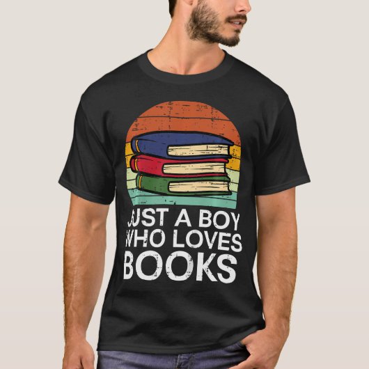 Kids Just A Boy Who Loves Books Read Reading Libra T-Shirt (Vorderseite)
