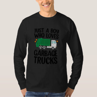 Kids Just A Boy Who Loves Garbage Trucks Recycling T-Shirt