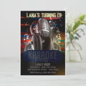 Kid's Karaoke Geburtstag Custom Einladung (Stehend Vorderseite)