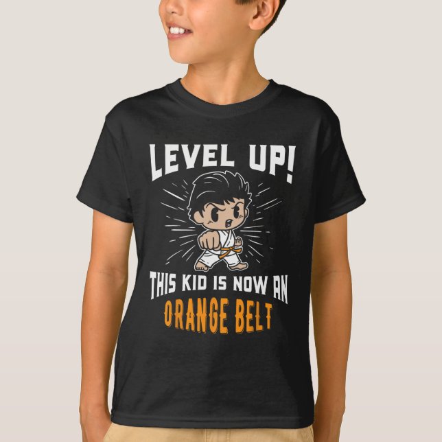 Kids Karate Uniform Orange Belt Award T Shirt Gift (Vorderseite)