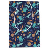 Kids katzen Astronaut in Raumschiff-Planeten Mittlere Geschenktüte (Vorderseite)