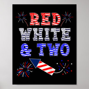 Kids Kids 2. Geburtstag 4. Juli Amerikanisch Rot W Poster