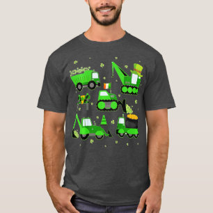 Kids Kids Boys St Patricks Day Crane Truck Constru T-Shirt