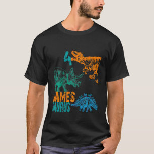 Kids Kids James Saurus 4. Geburtstag Boys Rex Bday T-Shirt