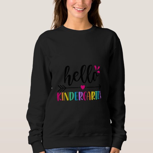 Kids Kids White Hello Kindergarten Back To School  Sweatshirt (Vorderseite)