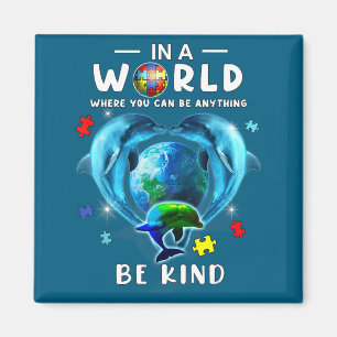 Kids Kind Delfin Autismus-Bewusstsein Rückseite Magnet