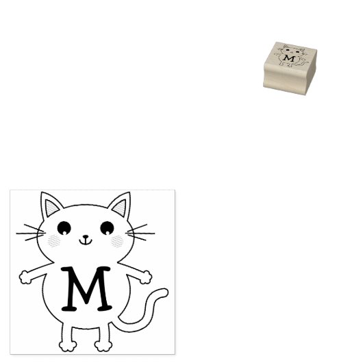 Kids Kitty Cat Niedlich Monogram Initial Gummistempel (Stempel)