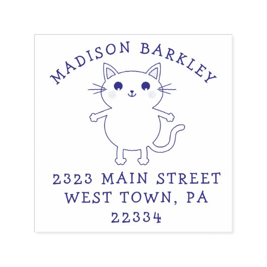 Kids Kitty Cat Niedliche Rücksendeadresse Briefmar Permastempel (Design)