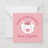 Kids Kitty Face Valentinstag Note Card Mitteilungskarte (Vorderseite)