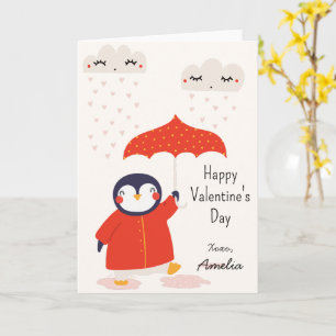 Kids Klassenzimmer Süßer Pinguin Valentinstag Karte