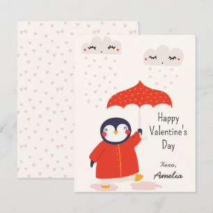 Kids Klassenzimmer Süßer Pinguin Valentinstag Mitteilungskarte