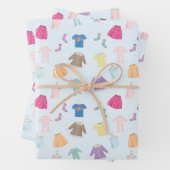 Kids Kleidung Wäsche Muster Umhüllungspapier Geschenkpapier Set (Beispiel)