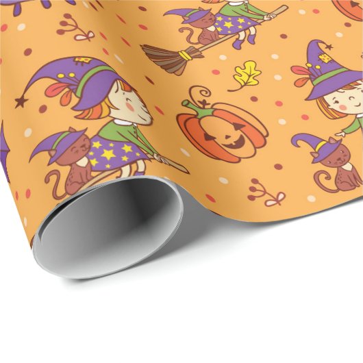 Kids kleine Hexen Geschenkpapier (Rolleneckpunkt)