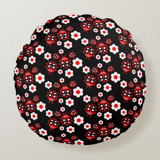Kids Ladybug Rundes Kissen (Vorderseite)