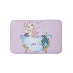 Kids Lavender Glitzer Mermaid Bath Mat Badematte