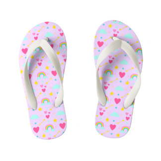 Kids Lavender Regenbogen Gemustert Flip Flops Kinderbadesandalen