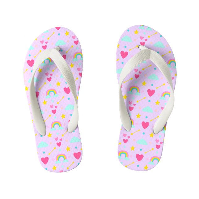 Kids Lavender Regenbogen Gemustert Flip Flops Kinderbadesandalen (Fußbett)