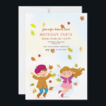 Kids Leaf spielen Geburtstagsparty Einladung<br><div class="desc">Eine Herbst-Einladung zeigt zwei kleine Kinder, die mit herabfallenden Blätter spielen. Ideal für Zwillinge, Geschwister, Cousin und Freunde, die gemeinsam feiern. Die Karte lässt sich leicht mit Ihren Formulierungen, Schriftart, Schriftart und Papierform anpassen. Nicht genau das, was Sie suchen? Alle unsere Produkte können auf Ihre Bedürfnisse zugeschnitten werden, ohne Aufpreis....</div>