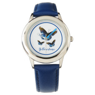 Kids Leather Watch-Yellowstone Butterflies Armbanduhr