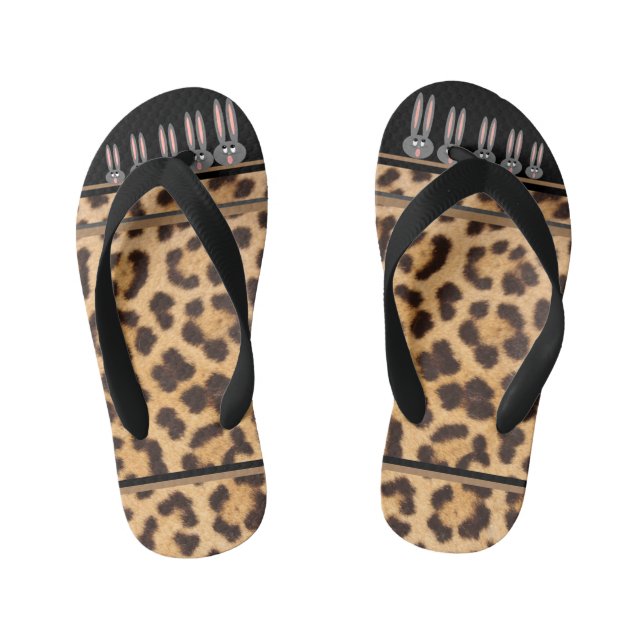 Kids Leopard drucken Bunny Tops Flip Flops Kinderbadesandalen (Fußbett)