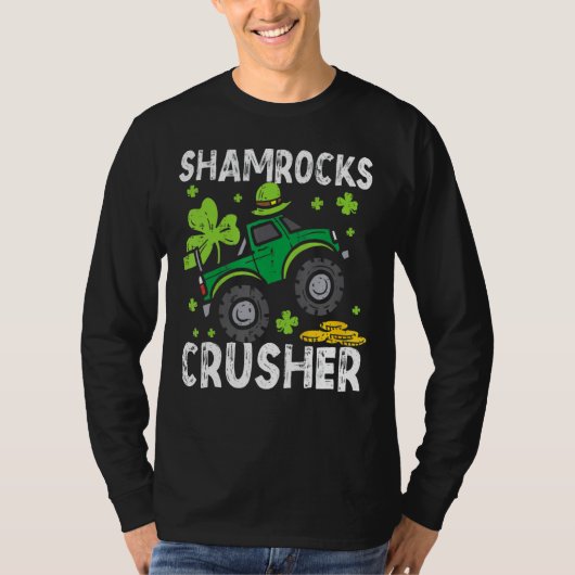 Kids Leprechaun Monster Truck Kleeblatt St Patrick T-Shirt (Vorderseite)