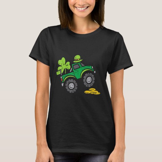 Kids Leprechaun Monster Truck Kleeblatt St Patrick T-Shirt (Vorderseite)