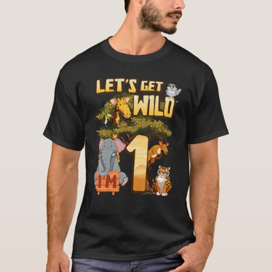 Kids Let's Be Wild Ich bin 1 Safari Animal Zoo Tie T-Shirt (Vorderseite)