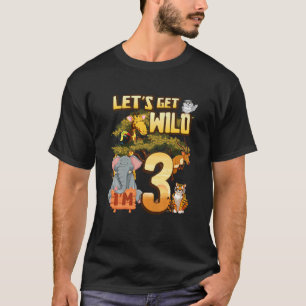 Kids Let's Be Wild Ich bin 3 Safari Animal Zoo Tie T-Shirt