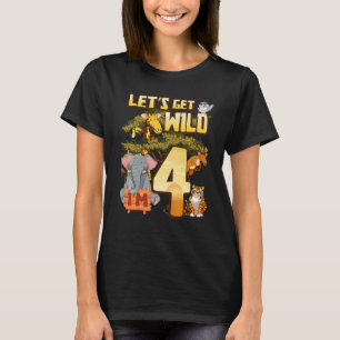 Kids Let's Be Wild Ich bin 4 Safari Animal Zoo Tie T-Shirt