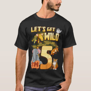 Kids Let's Be Wild Ich bin 5 Safari Animal Zoo Tie T-Shirt