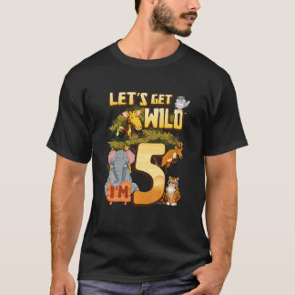 Kids Let's Be Wild Ich bin 5 Safari Animal Zoo Tie T-Shirt