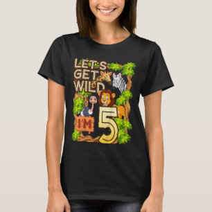 Kids Let's Be Wild Ich bin 5 Safari Animal Zoo Tie T-Shirt
