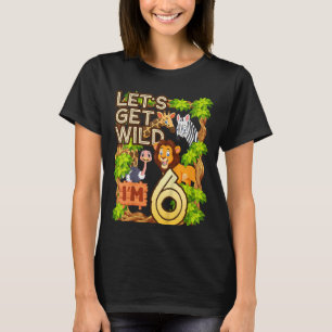 Kids Let's Be Wild Ich bin 6 Safari Animal Zoo Tie T-Shirt