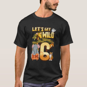 Kids Let's Be Wild Ich bin 6 Safari Animal Zoo Tie T-Shirt