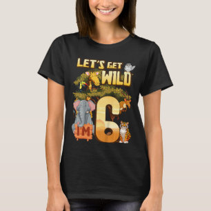Kids Let's Be Wild Ich bin 6 Safari Animal Zoo Tie T-Shirt