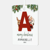 Kids Letter A Monogram Christmas Tree Ornament Aus Metall (Vorderseite links)