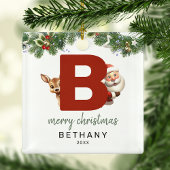 Kids Letter B Monogram Christmas Tree Ornament Aus Metall