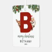 Kids Letter B Monogram Christmas Tree Ornament Aus Metall (Vorderseite links)