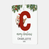 Kids Letter C Monogram Christmas Tree Ornament Aus Metall (Vorderseite links)