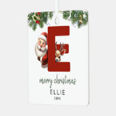 Kids Letter E Monogram Christmas Tree Ornament Aus Metall (Vorderseite links)